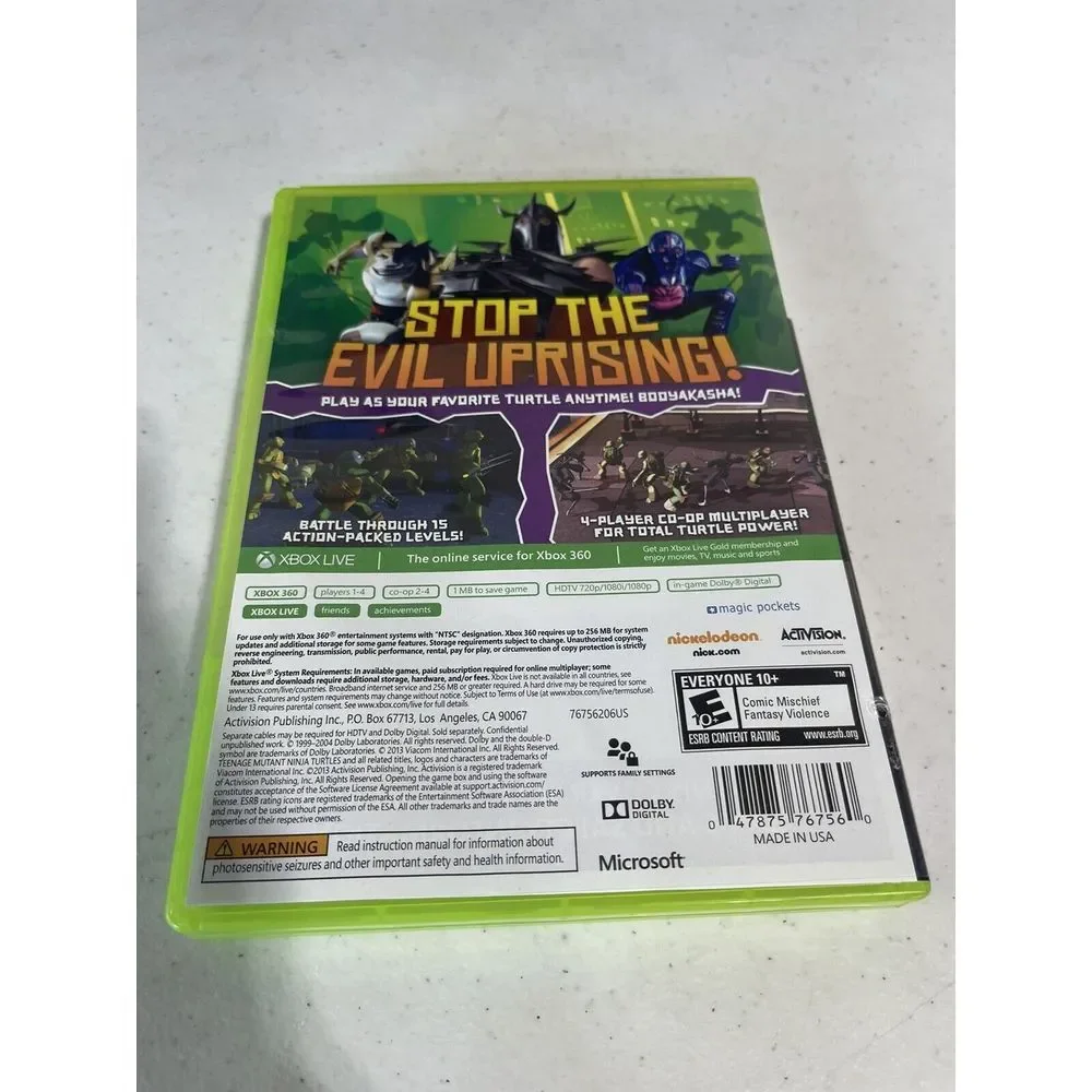 Teenage Mutant Ninja Turtles (Microsoft Xbox 360, 2013) No Manual‎
